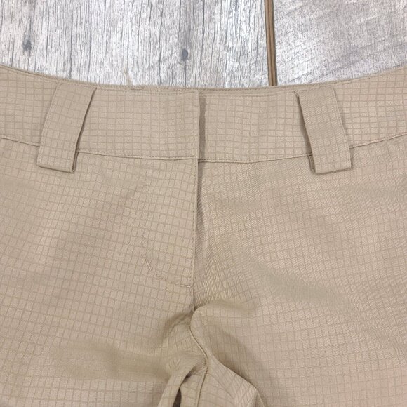 Adidas Womens 3 Stripe Golf Shorts Size 2 Beige ClimaLite Performance Capri - Picture 4 of 8